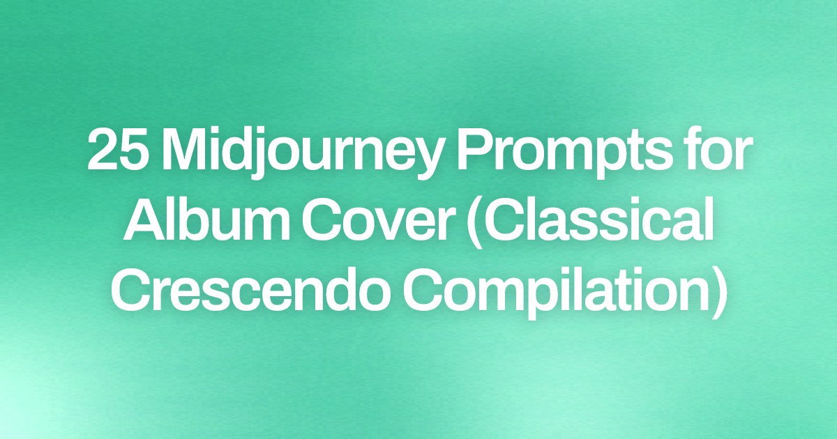Cover image for 25 Midjourney Prompts for Album Cover (Classical Crescendo Compilation)