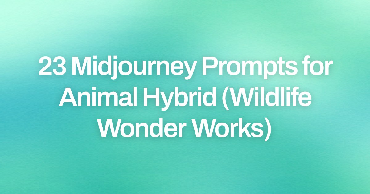 Cover image for 23 Midjourney Prompts for Animal Hybrid (Wildlife Wonder Works)