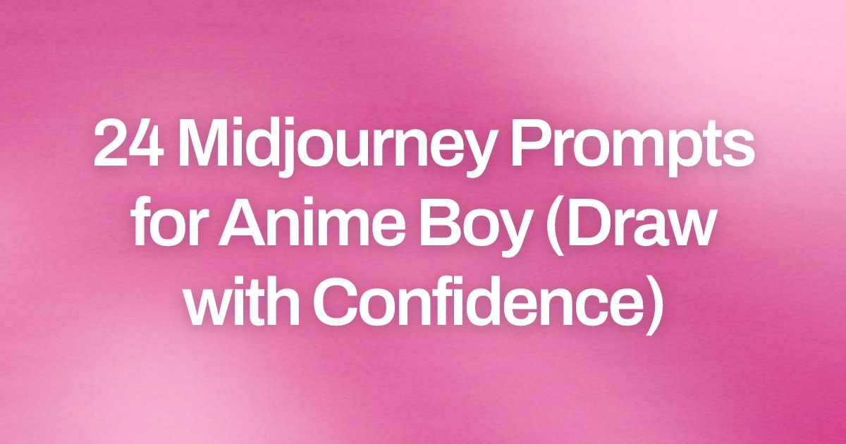 Cover image for 24 Midjourney Prompts for Anime Boy (Draw with Confidence)