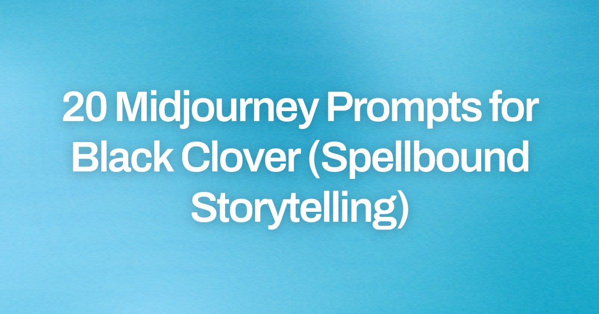 Cover image for 20 Midjourney Prompts for Black Clover (Spellbound Storytelling)