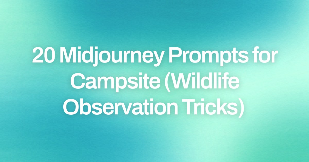 Cover image for 20 Midjourney Prompts for Campsite (Wildlife Observation Tricks)