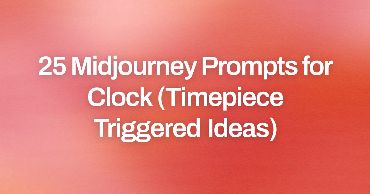 Cover image for 25 Midjourney Prompts for Clock (Timepiece Triggered Ideas)