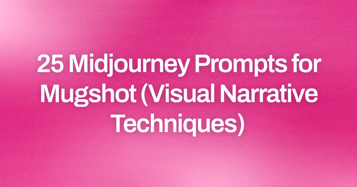 Cover image for 25 Midjourney Prompts for Mugshot (Visual Narrative Techniques)