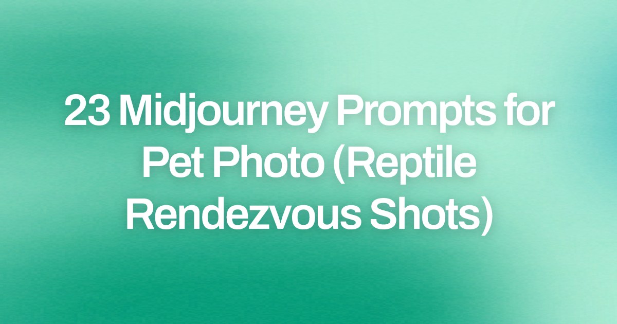 Cover image for 23 Midjourney Prompts for Pet Photo (Reptile Rendezvous Shots)