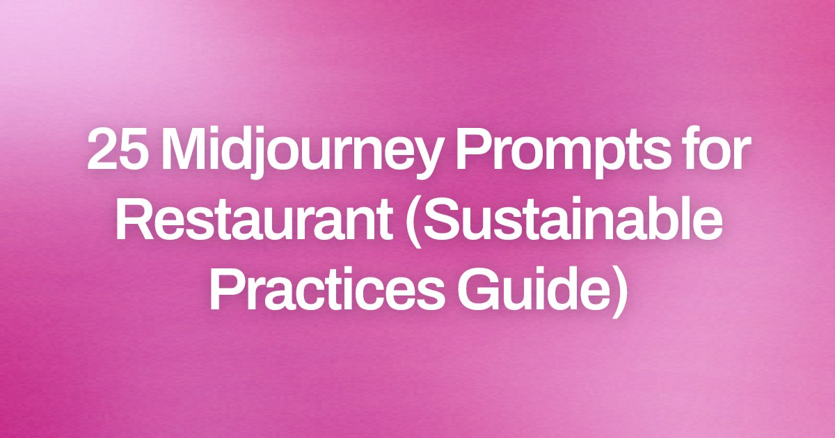 Cover image for 25 Midjourney Prompts for Restaurant (Sustainable Practices Guide)