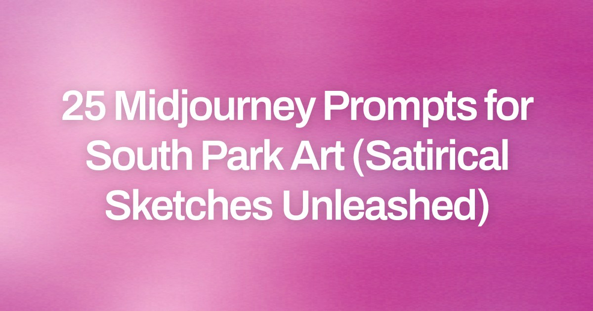 Cover image for 25 Midjourney Prompts for South Park Art (Satirical Sketches Unleashed)