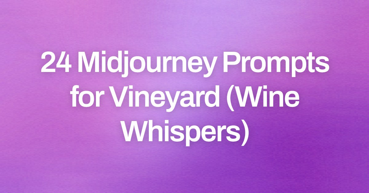 Cover image for 24 Midjourney Prompts for Vineyard (Wine Whispers)