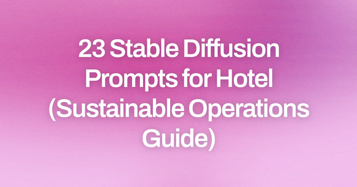 Cover image for 23 Stable Diffusion Prompts for Hotel (Sustainable Operations Guide)