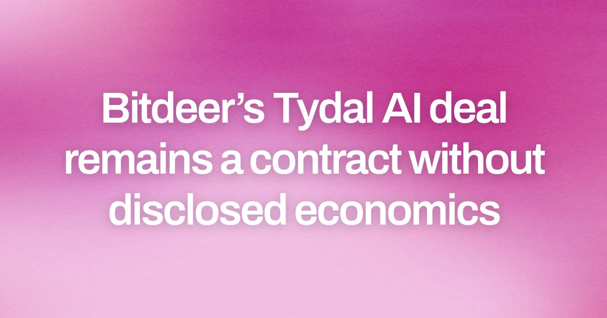 Bitdeer’s Tydal AI deal remains a contract without disclosed economics