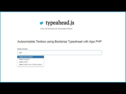 Creating an Autocomplete Textbox with Typeahead, Ajax, PHP, and Bootstrap